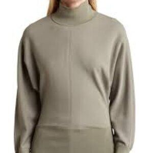 THEORY Mixed Media Turtleneck Top In Green Size - Small - NWT